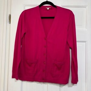 Talbots size SP raspberry color long sleeve v-neck cardigan